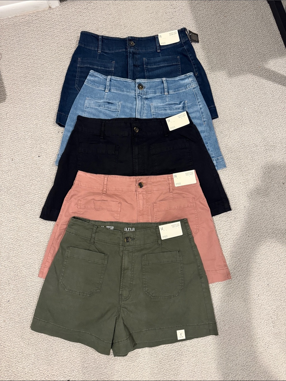 (5) BNWT ANA High-Rise Utility Shorts 14